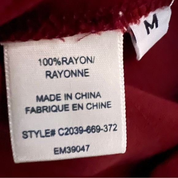 Cloth & Stone Women's Medium Wine Colored L/S Button Down Blouse with tie Front - Picture 10 of 11